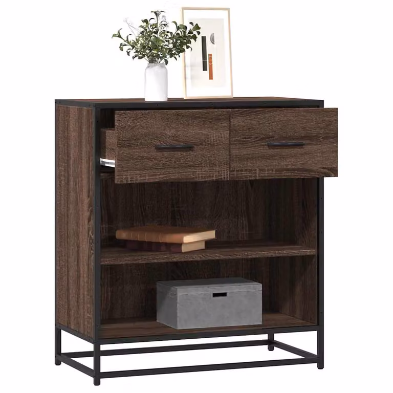 Credenza in stile industrial vidaXL in legno e metallo, colore marrone, L 68 cm x P 35 cm x H 76 cm