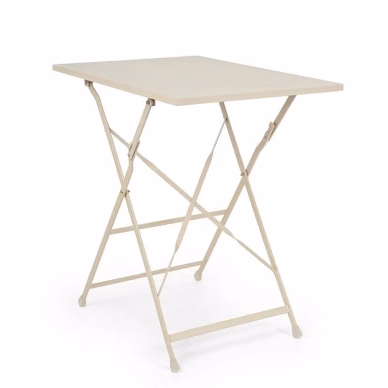 Tavolo YASMIN rettangolare in acciaio beige 50 x 70 cm, pieghevole