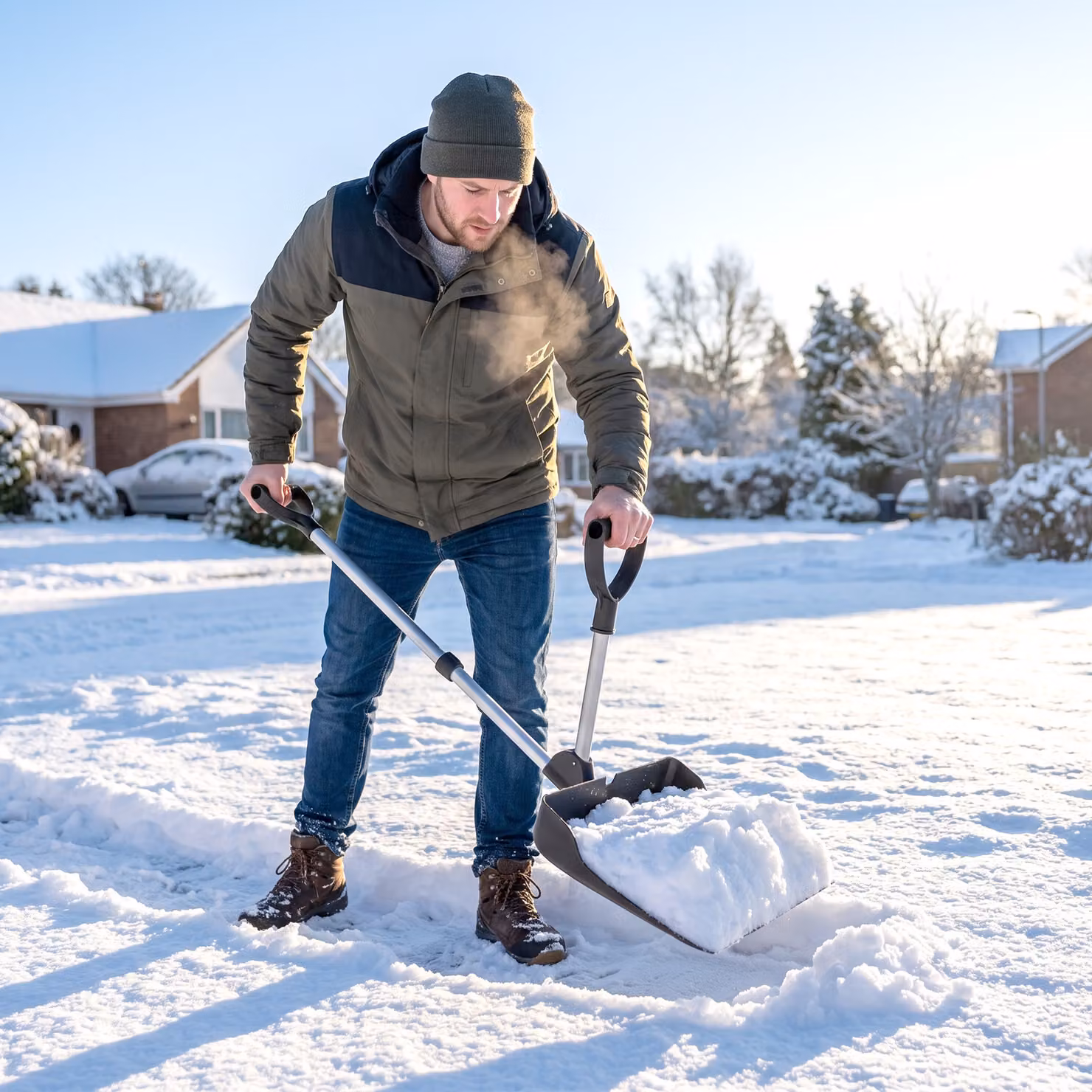Pala da neve Outsunny in alluminio con lama da 45 cm e manico smontabile, Nero – 2