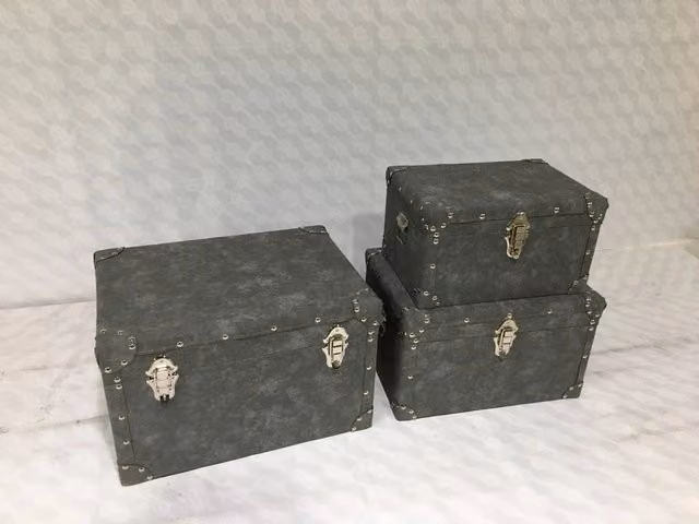 Set 3 Baule in Similpelle grigio