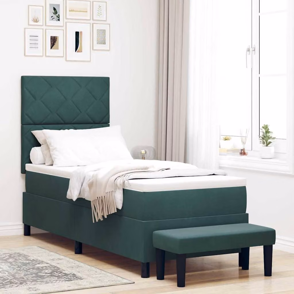 Maison Exclusive - Letto boxspring con testiera verde scuro 200 x 80 cm in velluto