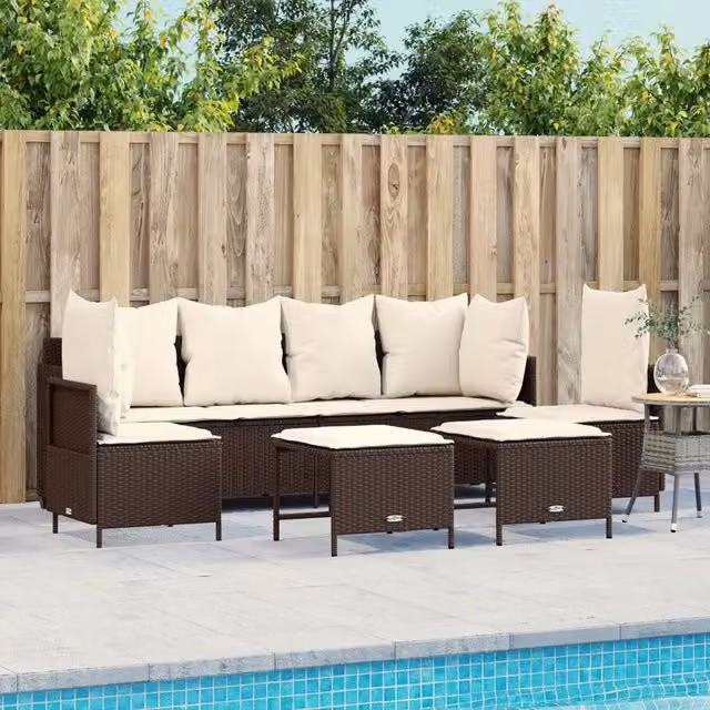 Set Divano da Giardino 5 pz con Cuscini Marrone in Polyrattan 3261546