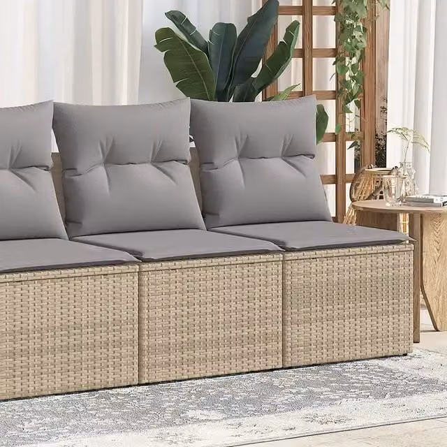 Set Divano da Giardino 2 Posti vidaXL in Polyrattan Acacia con Cuscini Beige e Grigio