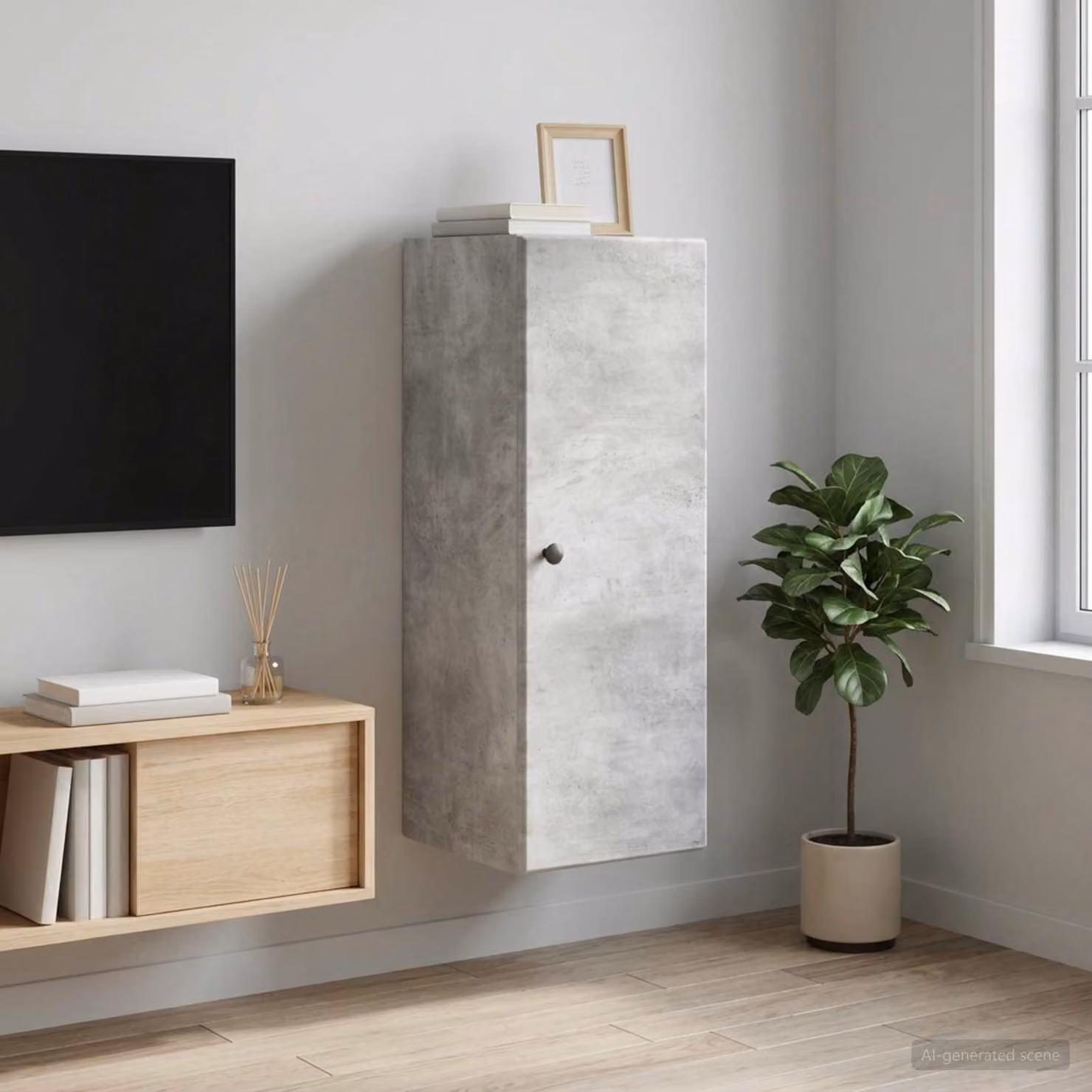 Mobiletto a muro vidaXL moderno grigio con ante a battente e ripiani interni L/P/H: 33 x 34,5 x 90 cm
