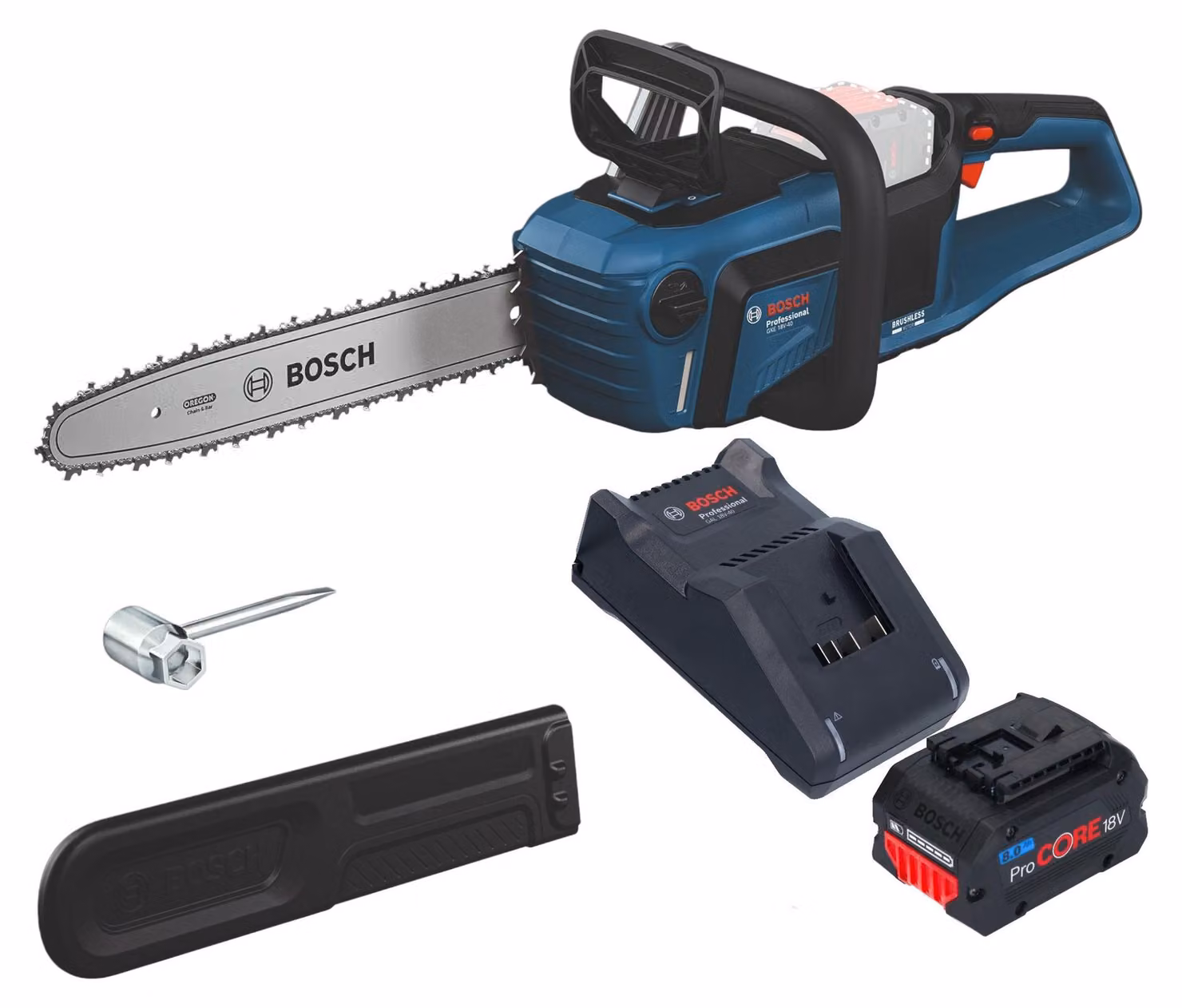 Motosega a batteria Bosch GKE 18V-40 Professional 18 V 40 cm Brushless + 1x batteria ProCORE 8,0 Ah + caricabatterie