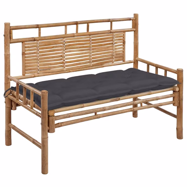 vidaXL Panca da giardino con cuscino in bambù da 120 cm