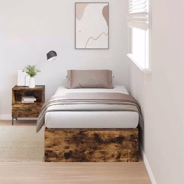 Struttura letto con contenitore Rovere fumé 90 x 190 cm 3335409