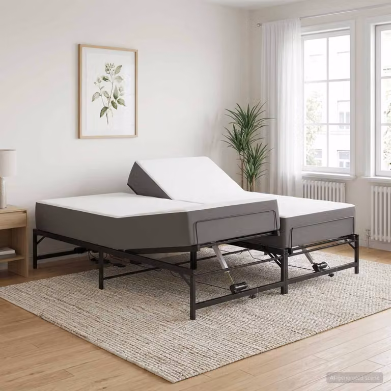 vidaXL Telaio Letto Elettrico Regolabile in Metallo Nero L: 182 cm, P: 140 cm, H: 49 cm