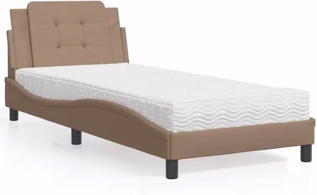 Letto con Materasso Zadar vidaXL in Similpelle Cappuccino L/P: 90 x 190 cm