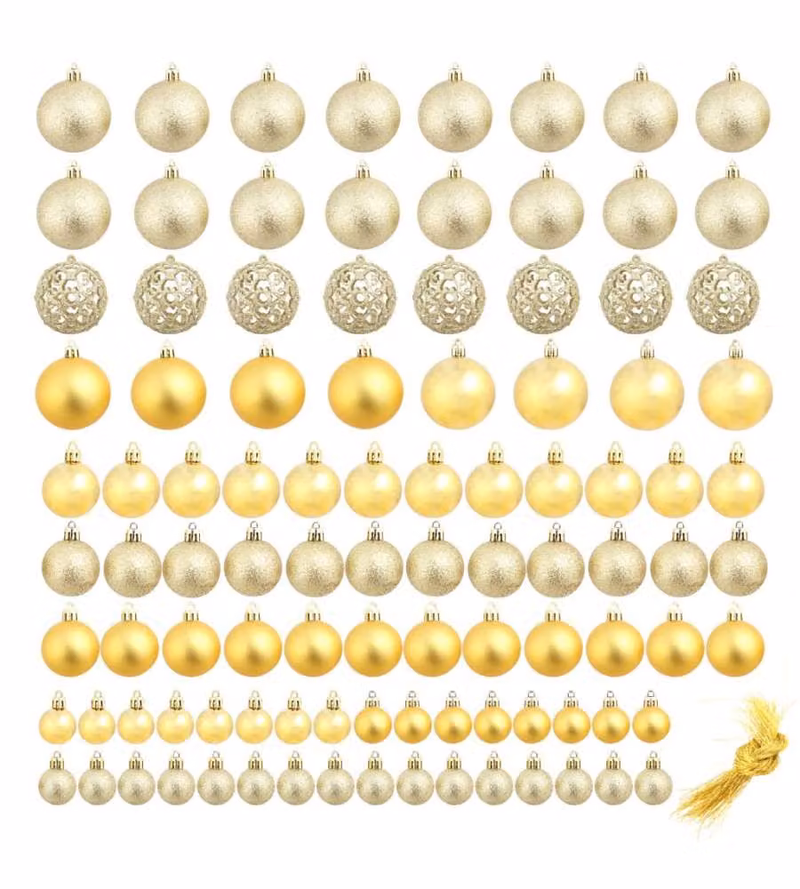 Set Palline di Natale 100 pz 3/4/6 cm Oro