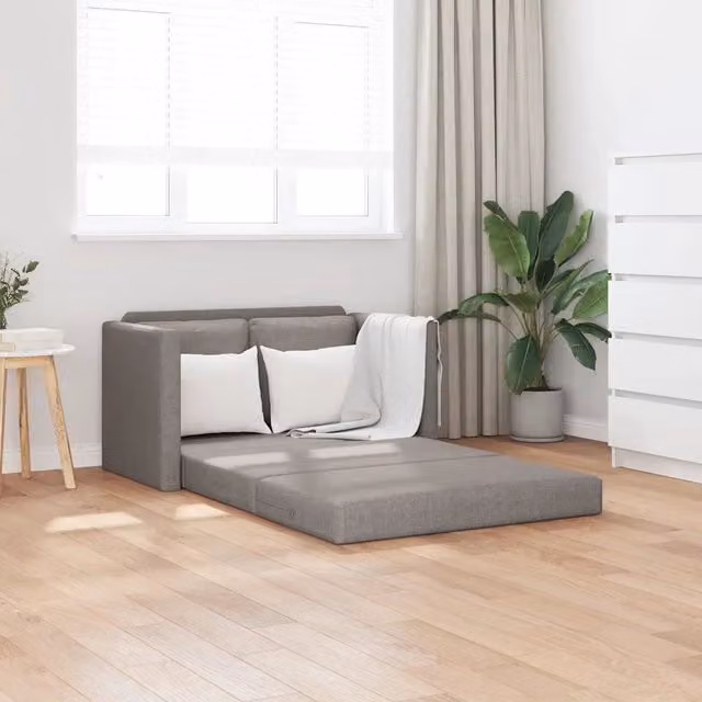 Divano Letto da Terra 2 in 1-Sofa Letto-Daybed Tortora 112x174x55 cm Tessuto