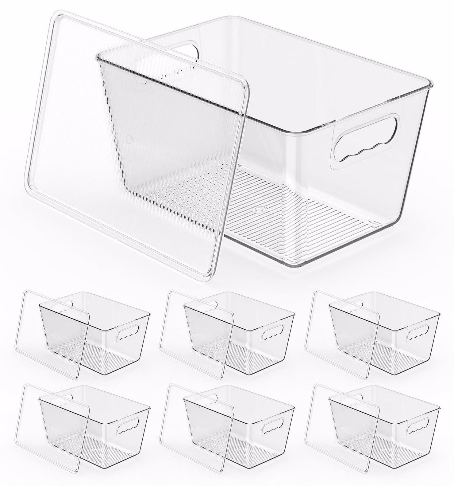 Set di 6 contenitori impilabili con coperchio