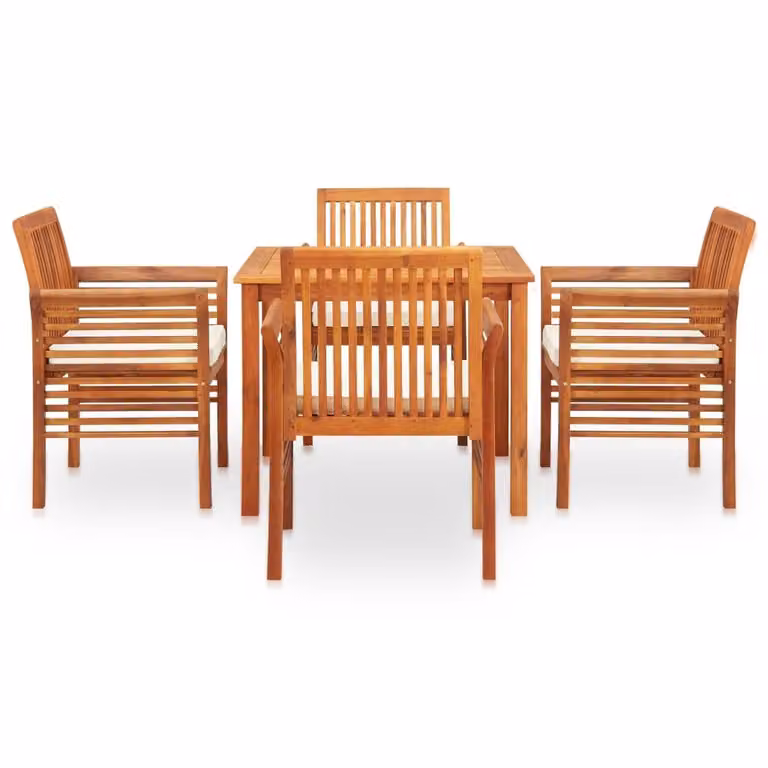Set da Pranzo da Giardino 5 pz con Cuscini Massello di Acacia