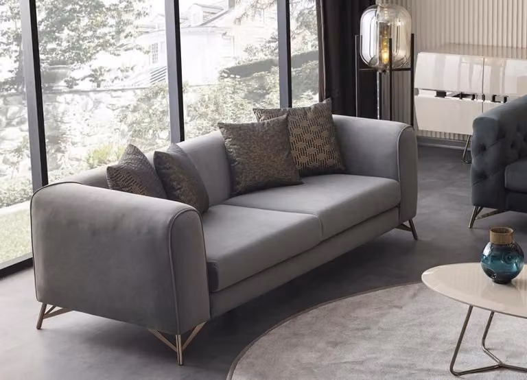 Sofa 3 Sitzer Dreisitzer 3er Couch Designersofa Polstersofa Edelstahl