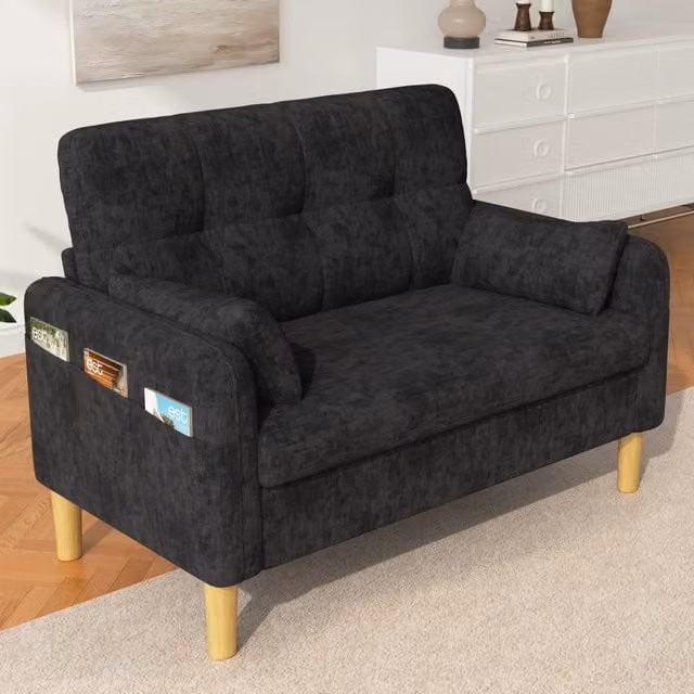 Divano a 2 posti Mivray in tessuto grigio con cuscini removibili L: 119 cm, P: 85 cm, H: 78 cm