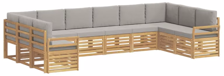 Set di divani da esterno, 10 pezzi, bianco e grigio chiaro