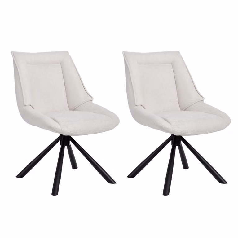 Duhome sedia da pranzo set di 2 sedie da cucina Sedia girevole a 180° in tessuto di ciniglia e struttura in metallo sedia da salotto con funzione di ritorno, bianco