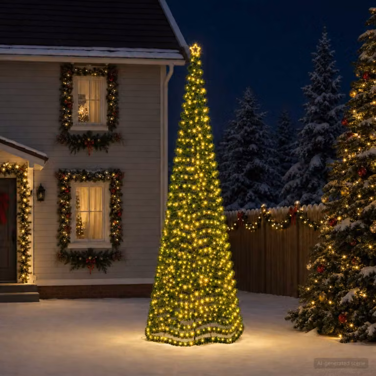vidaXL Albero di Natale a LED in tinsel con picchetto EKENAS 500 cm