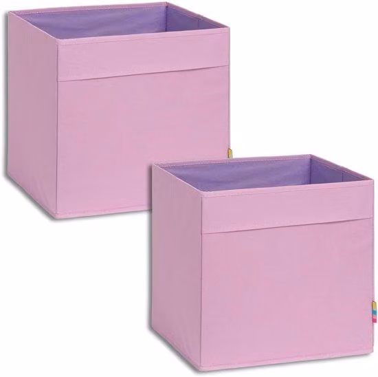 Set di 2 scatole pieghevoli Ibbenzoa® – scatole in tessuto resistenti, dimensioni 33 x 33 x 33 cm, con rinforzo in MDF, realizzate in poliestere, con maniglie per il trasporto, ideali per la cameretta dei bambini e il soggiorno