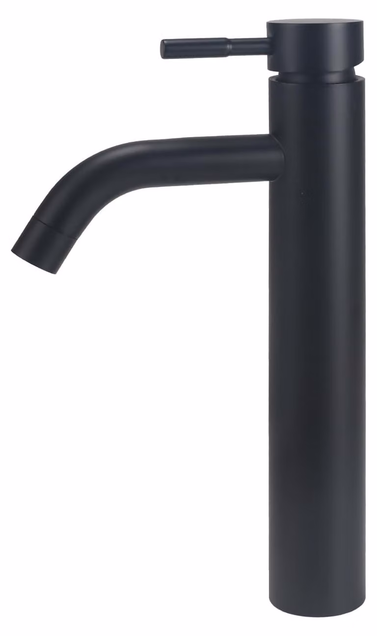 Miscelatore per lavabo con beccuccio curvo, colore nero, confezione singola