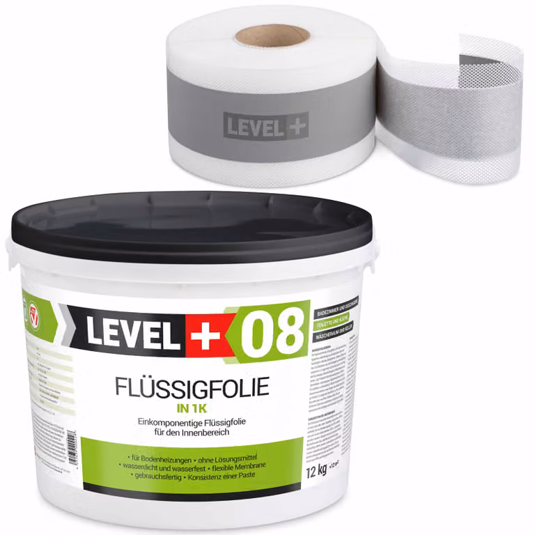 Kit di impermeabilizzazione Pellicola liquida 12kg Nastro di tenuta 10mb - LEVEL+ SET16
