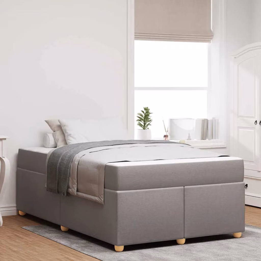 Struttura del letto imbottita Talpa vidaXL in tessuto e legno, L 120 x P 200 cm, beige o grigio – 1