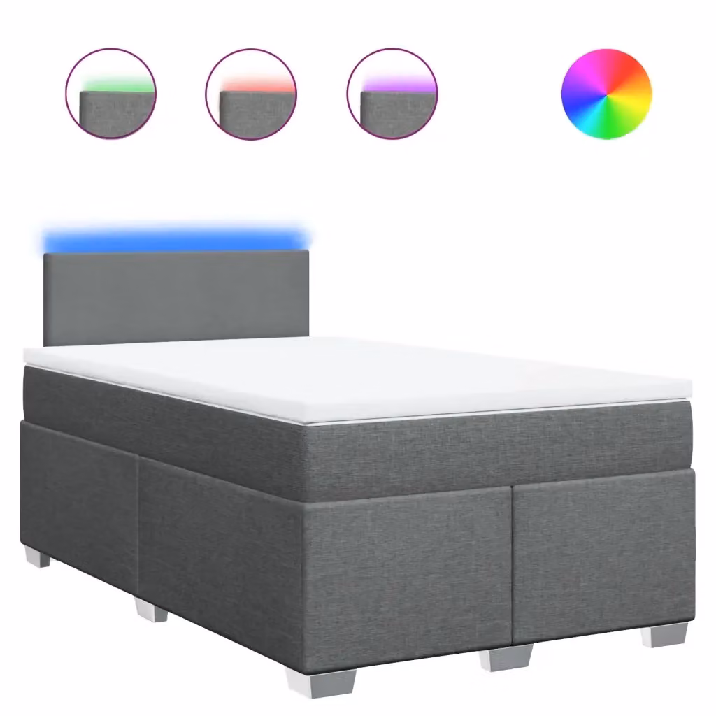 vidaXL Letto Ibrido con Materasso e Struttura Imbottita in Tessuto Grigio e Bianco L/P/H: 120 x 190 x 76,7 cm – 2