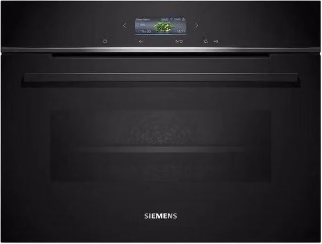 Forno compatto da incasso Siemens iQ700 CB774G1B1 Nero, elettrico, con pulizia pirolitica e idrolitica, WiFi e Smart Home Integration, L: 60 cm, H: 45 cm, P: 45 cm