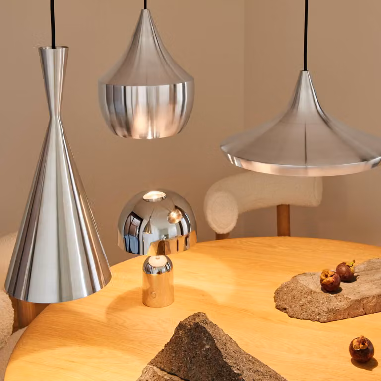 Tom Dixon Lampada a sospensione Beat, dimmerabile, Alluminio / Grigio / Zincato, Soggiorno / Sala da pranzo, Alluminio, Design, Lampada a sospensione
