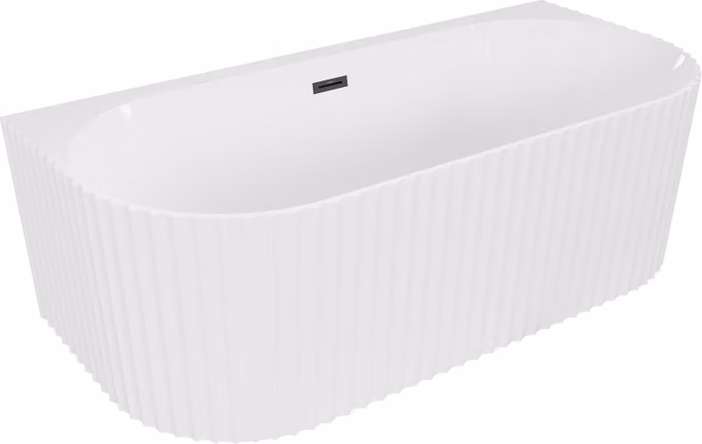 Mexen Sella vasca da bagno indipendente adiacente scanalata 170 x 80 cm, bianco lucido, troppopieno nero - 52711708000-70