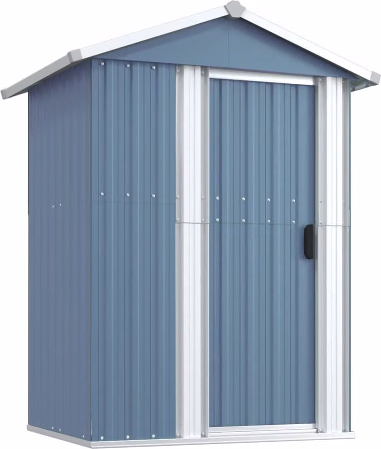 Capanno da Giardino Grigio 126x97,5x177 cm Acciaio Zincato