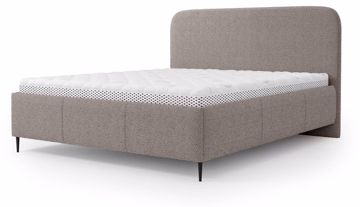 Letto imbottito con contenitore Edi, rivestito in tessuto effetto asfalto, dimensioni 160 x 200 cm