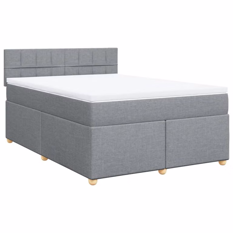 Giroletto a Molle con Materasso Grigio Chiaro 140x200cm Tessuto