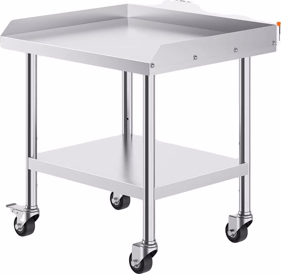 Tavolo da lavoro, struttura in acciaio inox, ripiani regolabili, 24x28"