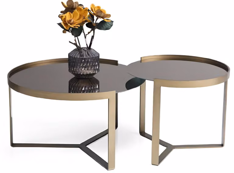 Moderne Couchtisch Garnitur Stilvoller Beistelltisch Metallrahmen