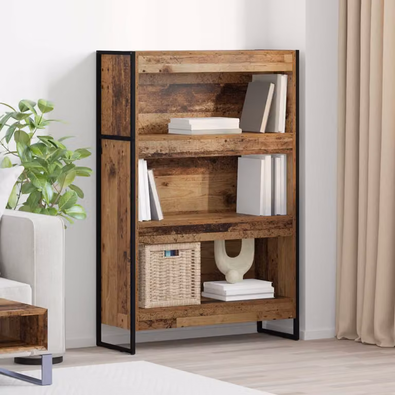 Armadio per Libri Industrial vidaXL in Legno e Metallo, Marrone, L 80 x P 30 x H 121 cm