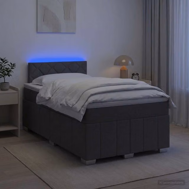 Letto box spring ibrido vidaXL con materasso a molle insacchettate e base contenitore, colore grigio, L/P: 120 x 200 cm – 1
