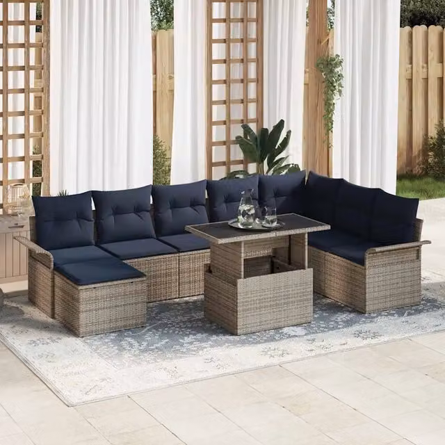 Set Divano da Giardino 9 pz Grigio 3357078