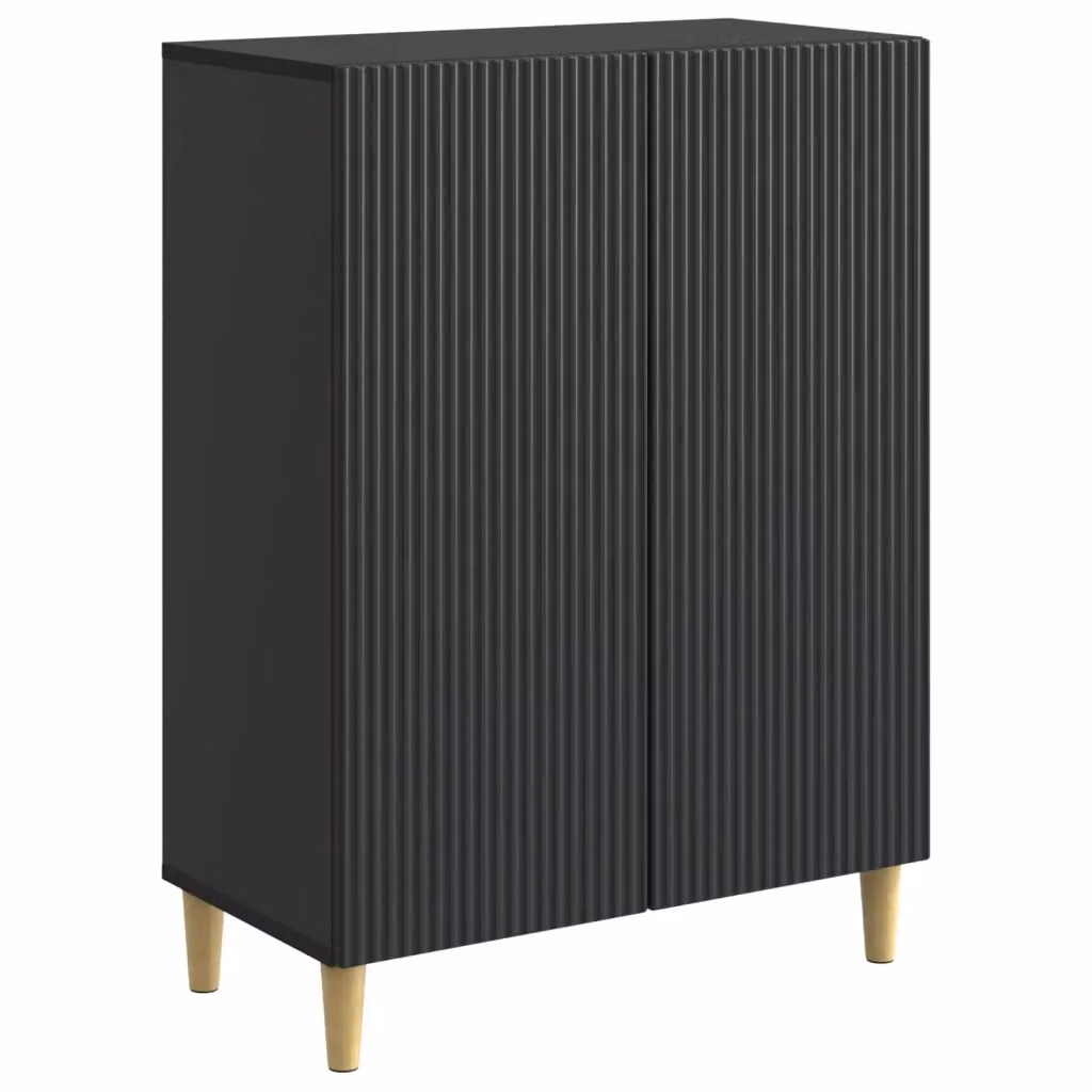 Credenza moderna nera in legno MDF per soggiorno e sala da pranzo L: 66 cm, P: 34,5 cm, H: 90 cm – 2