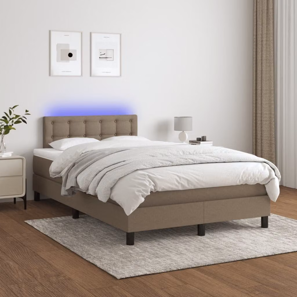 Maison Exclusive - Letto a Molle con Materasso e LED Tortora 120x200cm in Tessuto