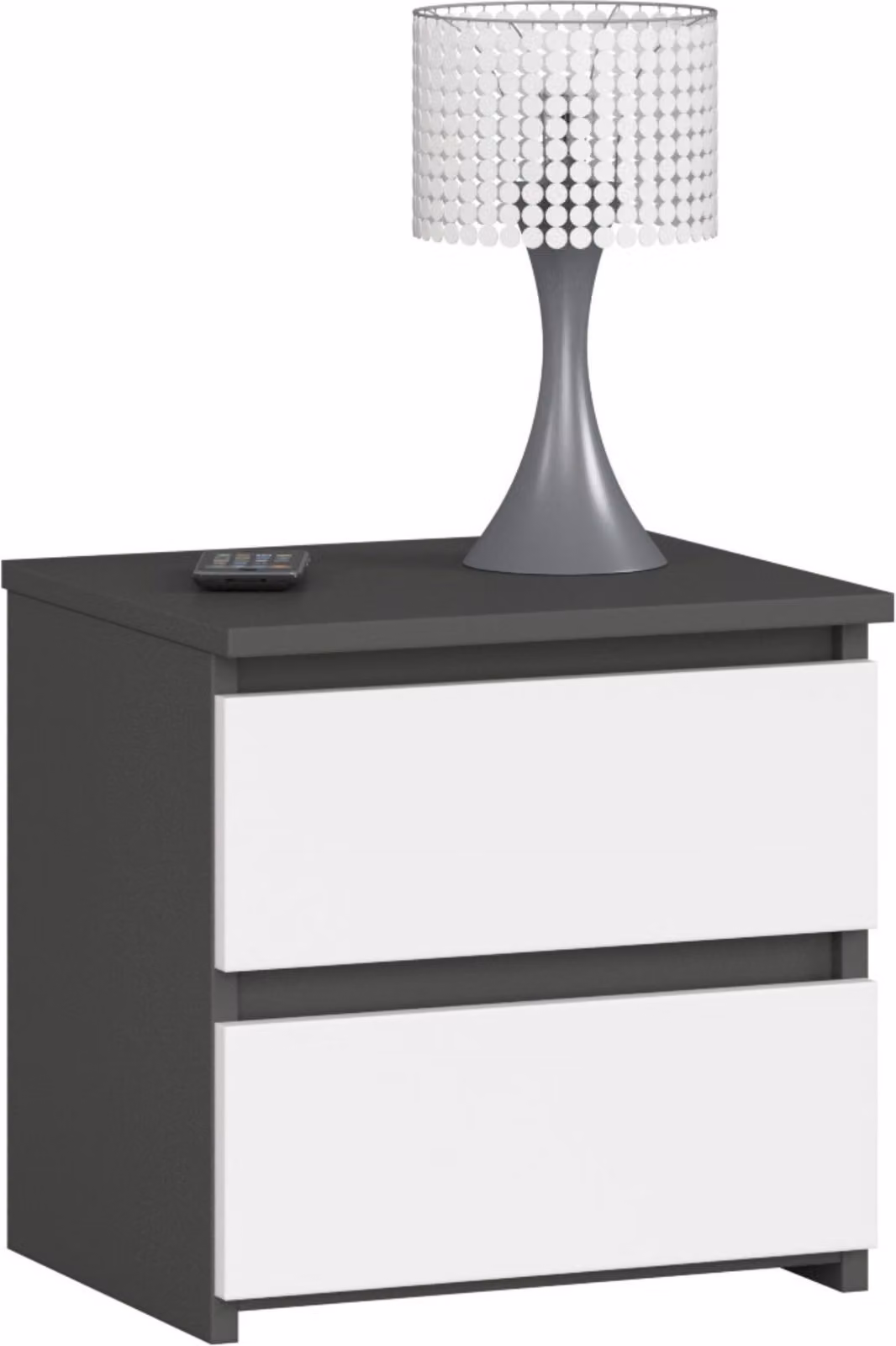 cassettiera, credenza, comodino con 2 cassetti (l:40 cm x h:40 cm x p:35 cm) in grigio grafite e bianco