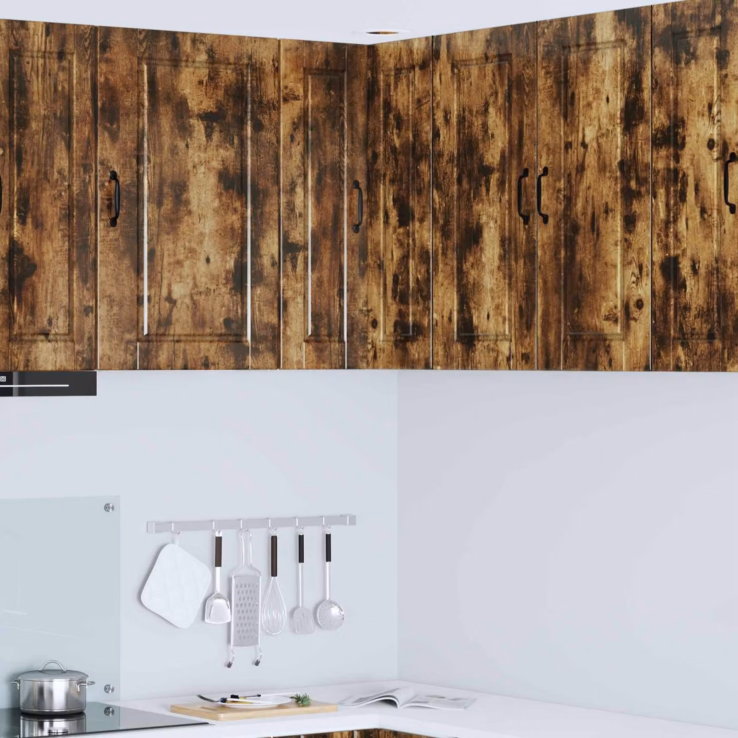 Mobile angolare da parete vidaXL PORTO in rovere fumé marrone L/P/H: 57 x 57 x 80 cm