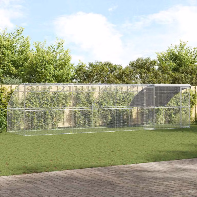 vidaXL Gabbia per polli 4 pezzi Argento L: 800 cm, P: 200 cm, H: 200 cm in Acciaio e PE