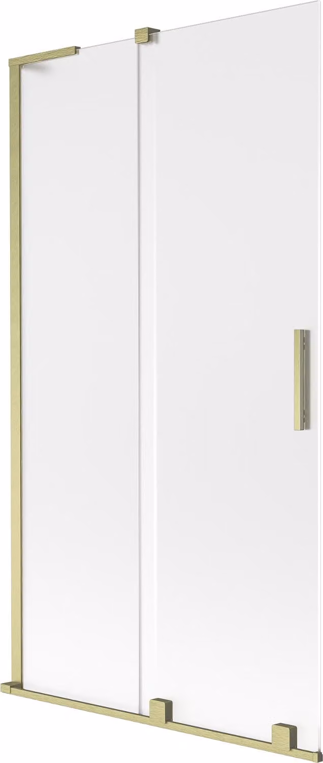 Mexen Velar L paratie per vasca da bagno a 2 ante scorrevoli 100 x 150 cm, satinato, oro spazzolato - 896-100-003-31-55