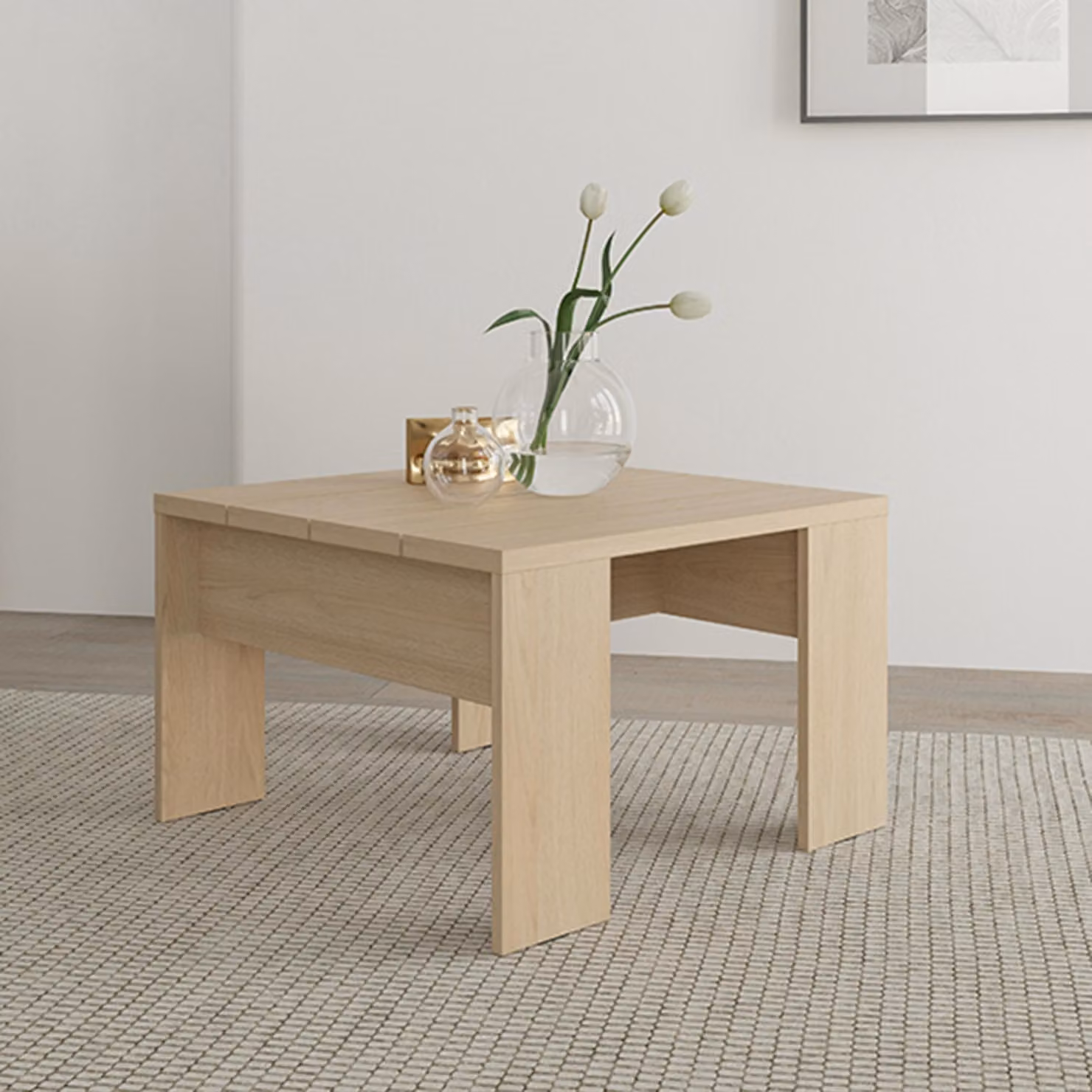 Magre - Tavolino da Salotto, 67x67x43h cm Marrone Rovere, Forma Quadrato