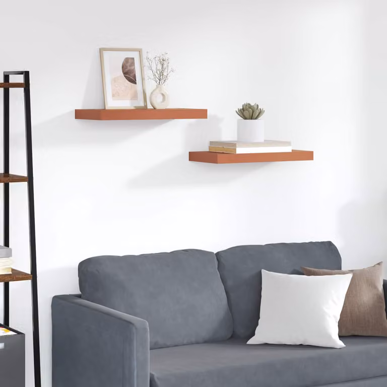 Set di 2 Scaffali da parete moderni vidaXL in MDF Rosso Opaco L: 50 cm, P: 23 cm, H: 3,8 cm