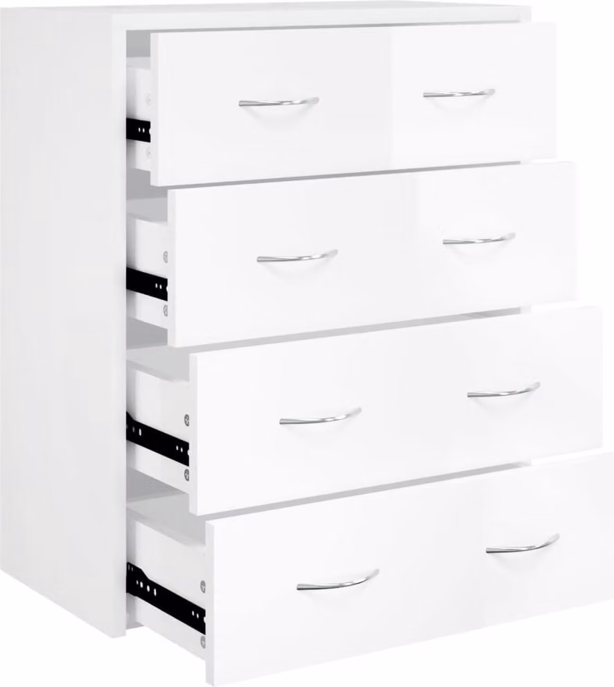 Credenza con 4 Cassetti 60x30,5x71 cm Bianco lucido
