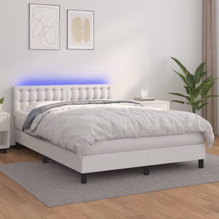 Maison Exclusive - Giroletto Molle con Materasso e LED Bianco 140x200cm Pelle finta