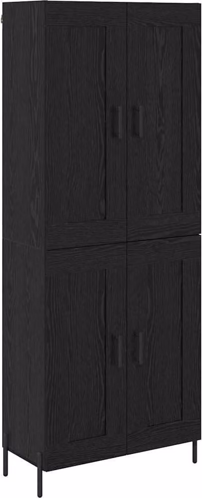 Credenza 2 pcs Rovere Nero Legno multistrato