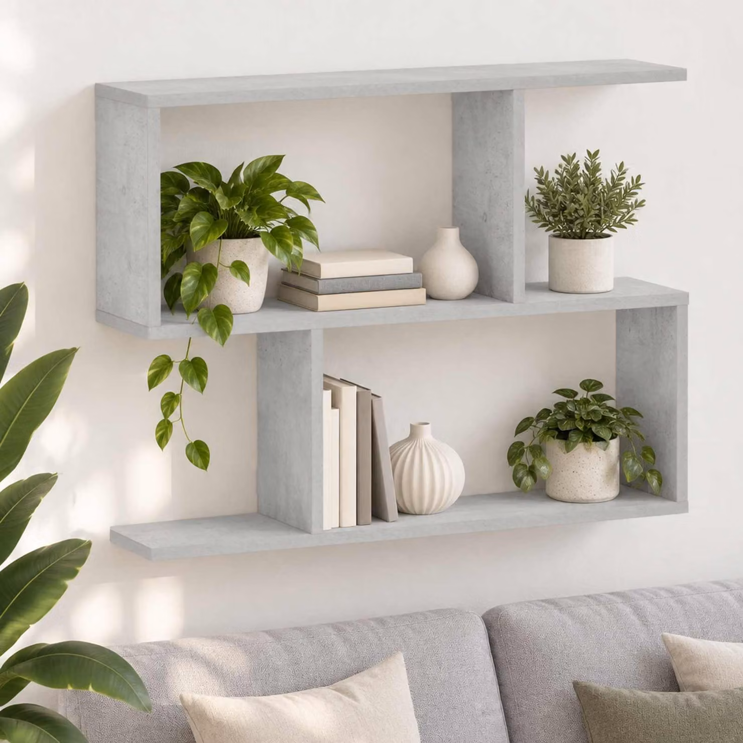 Scaffale da parete vidaXL Grigio, design minimalista in legno e MDF, L: 72 cm, P: 17 cm, H: 55.5 cm